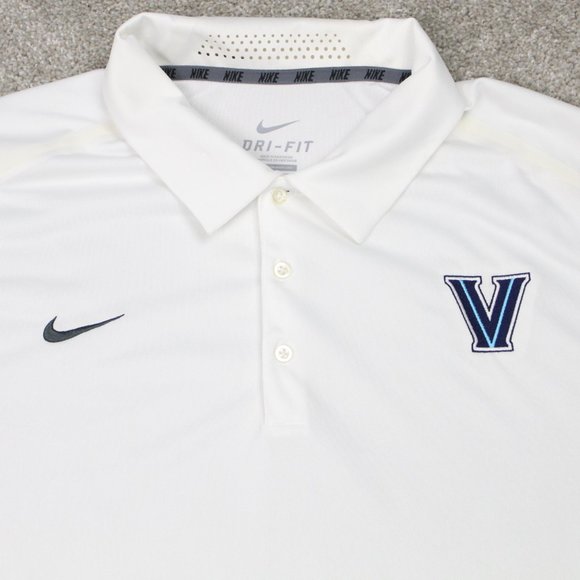 Nike Villanova Polo Shirt Mens 2XL White Villanova Dri-Fit Short Sleeve Pullover - Picture 5 of 10